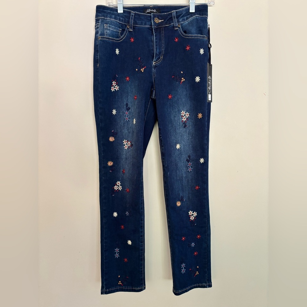 NEW Embroidered Floral Denim Jeans